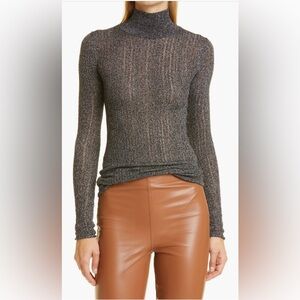 ‼️RARE‼️🎸RAG & BONE🎸🔥NWT🔥Lexi Semi-sheer Cotton Blend Rib Turtleneck Top— Size S